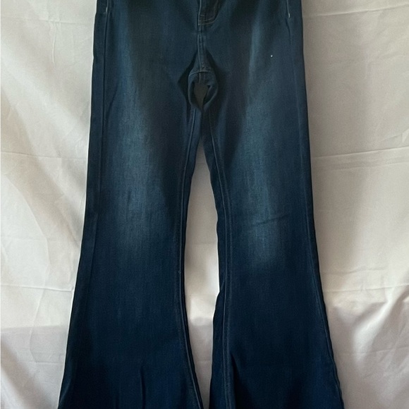 KanCan Blue Flare Wide Leg Jeans Retro Style - Picture 7 of 8